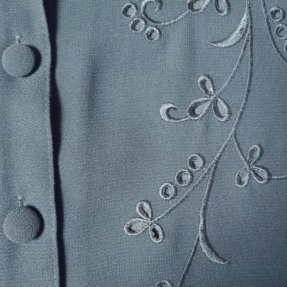 Studio 1 Chiffon 2 pc Party Dress Floral Embroidery Sheer Overlay Jacket - Picture 14 of 14